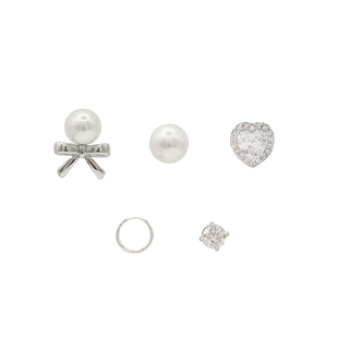 「甜味女孩」法式珍珠耳骨钉爆闪爱心耳钉医用钛钢养耳洞耳蜗钉女