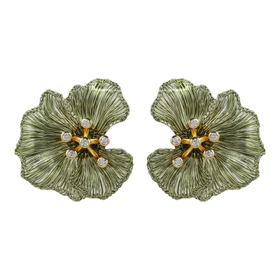 Dare买手店 beadsu workshop【植物志】嘉德兰耳环花朵绿色复古女