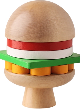 创意汉堡包隔热垫木质装饰摆件