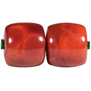 天然凉山南红单珠子直切桶珠散珠冰飘火焰纹星月菩提配饰顶珠单珠