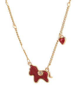 马上有钱红色小马项链女款