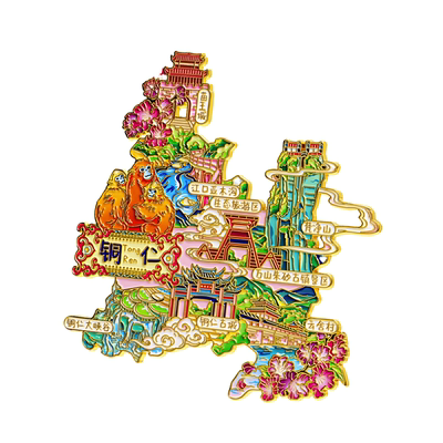 铜仁地图金属冰箱贴磁吸梵净山