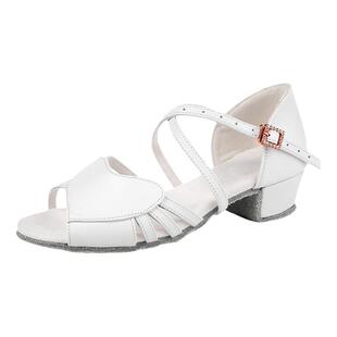 舞世霸专业儿童拉丁舞鞋女孩软底考级练功鞋白色女童初学者舞蹈鞋