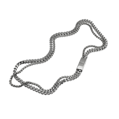 钛钢男生双层磁吸项链