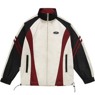 GUUKA罗云熙同款夹克男潮牌机车服 泽西风美式复古运动风外套宽松