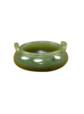 和田玉青白玉籽料三足鼎香炉笔洗