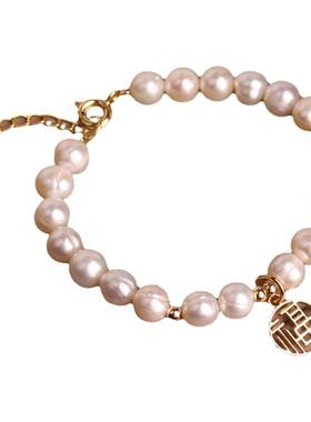 正品天然淡水珍珠手链女福牌轻奢高级手串送母亲女友闺蜜礼物饰品