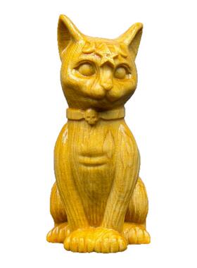 崖柏木雕猫咪桌面摆件