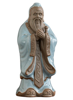 中式禅师孔子陶瓷摆件孔夫子人物雕像家居书房装饰桌面工艺礼品