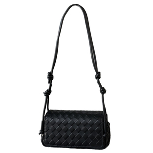 头层羊皮编织小方包打结背带单肩斜挎腋下HOBO包翻盖盒子真皮女包