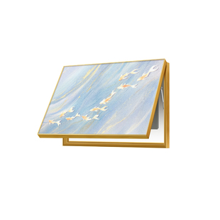 九鱼图电表箱装饰画免打孔奶油风高档招财锦鲤挂画电闸箱装饰遮挡