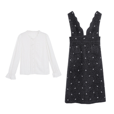 小草宽松定制独特超好看的连衣裙女春秋大码胖mm显瘦毛呢背带裙子