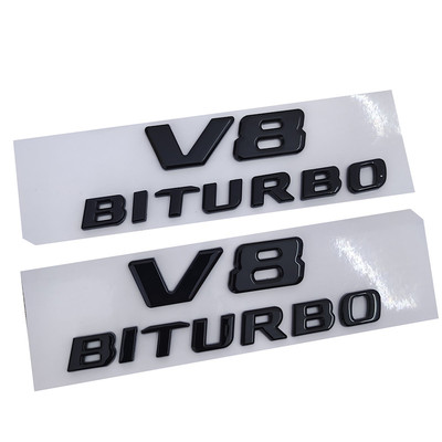 奔驰G级亮黑字标V8biturbo侧标志