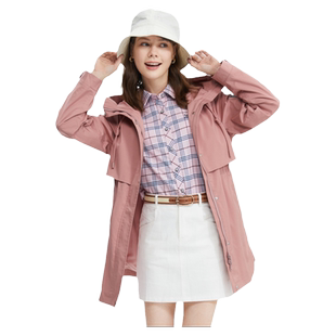防油防污波顿2025春夏新款女士蜡粉色中长款风衣美式休闲外套