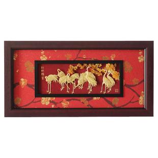 松龄鹤寿仙鹤立体金箔大画祝寿礼品寿辰送长辈生日大寿礼物工艺品