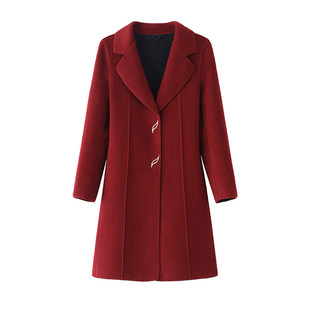 高端红色2026新款双面羊绒大衣女中长款小个子喜庆高级感毛呢外套