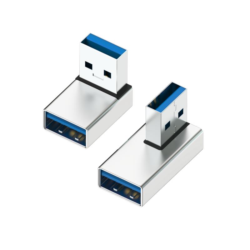 USB3.0公对母转接头90度直角L形立体式弯头90°转弯转向角度拐弯笔记本电脑手机车载OTG转换器转换头延长