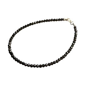 CIEL原创手作天然黑曜石手链极细小米珠2mm切面脚链补水手串叠戴