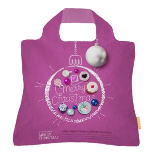 紫圣诞吊球时尚折叠环保购物袋收纳旅行袋单肩包手提袋妈咪包书包