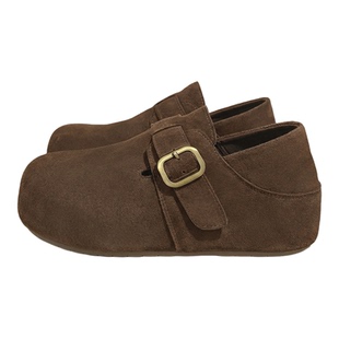 真皮厚底勃肯鞋女款2026春季新款超火一脚蹬懒人鞋百搭穆勒单鞋子