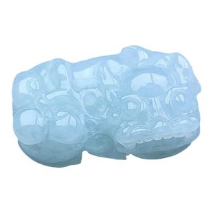 A货淡绿乳白翡翠霸王貔貅吊坠缅甸如意入财手机挂坠皮丘手链挂坠