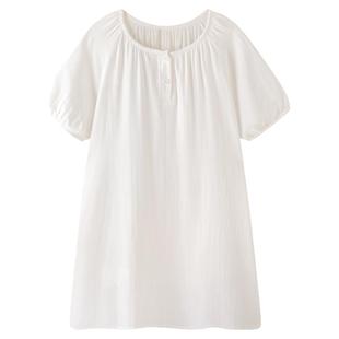 「初恋白月光」纯欲氛围感A类竹棉纱布睡衣女款夏宽松家居服睡裙