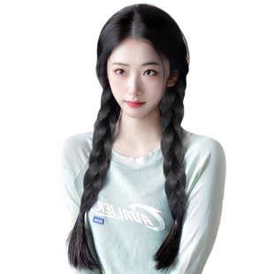 假发女马尾自然仿真发新中式双马尾麻花长辫拳击辫可扎高马尾假发