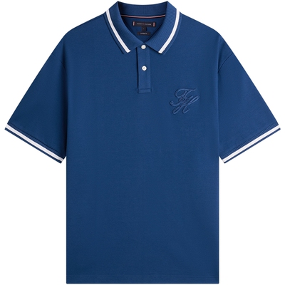 Tommy男装纯棉肌理感镶边POLO