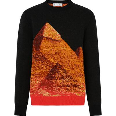 【折扣】Lanvin 男秋冬宽松提花绵羊毛混纺毛衣