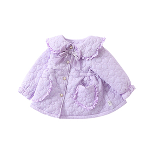 女童夹棉外套秋冬新款儿童公主风洋气上衣中小童宝宝保暖衣服童装