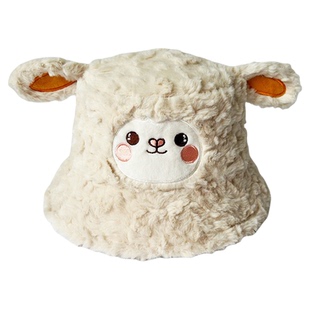 KKV可爱阿驼系列毛绒渔夫帽大檐保暖秋冬女百搭帽子围巾三件套