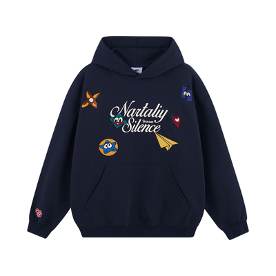 NARTALIY美式涂鸦刺绣连帽卫衣