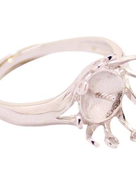 s925纯银戒指空托女款diy松石