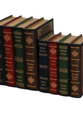 欧式风道具仿真书木质装饰摆件