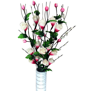 叶脉干花仿真干花 假花客厅落地大装饰花 玄关装饰干支插花玫瑰花