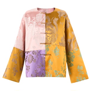 曼加塔【百家衣·金银满山】桑蚕丝早秋新中式中国风外套5071510