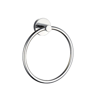 全铜卫生间圆形毛巾环浴室银色挂毛巾圈擦手极简浴巾架北欧免打孔