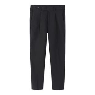 意式高级感商务职业长裤免烫黑色西裤那不勒斯男士灰色直筒休闲裤
