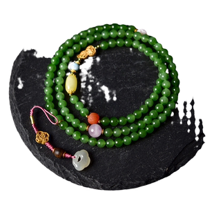 碧玉项链女水晶翡翠玉石南红蜜蜡绿松石手链散珠子吊坠和田玉手串