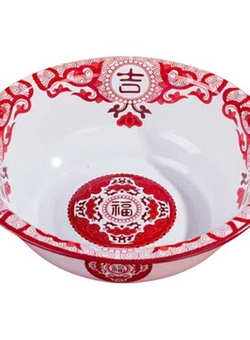 搪瓷盆红如意福盆加厚面盆 打蛋盆 水果盆 龙虾盆 耐高温 能加热