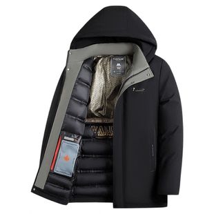 啄木鸟加绒加厚棉服男外套冬装中老年冬季连帽保暖防寒爸爸装棉衣