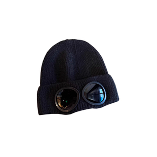 2025冬季女生猫耳针织帽时尚潮酷护目镜套头帽加绒保暖个性帽子男