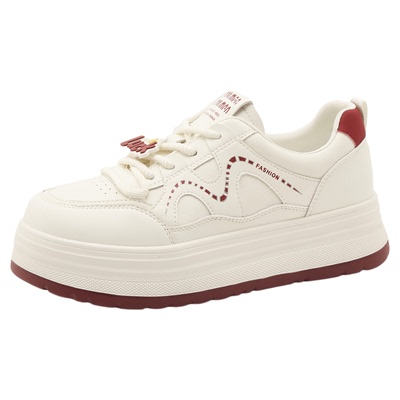 真皮大码女鞋41到43厚底小白鞋