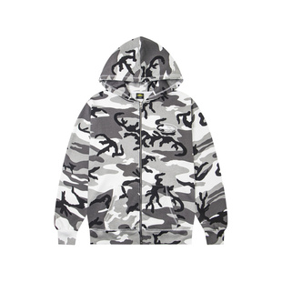 corteiz hoodie美潮高街休闲宽松纯棉毛圈迷彩开衫连帽拉链卫衣男