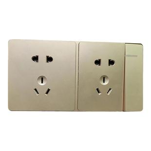 LAZZEN良信N1L香槟金单开双控二三插五孔USB电脑联体开关插座面板