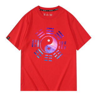 二次元卡通印花图案周边太极八卦联名圆领纯棉短袖T恤衣服男装夏
