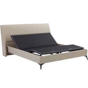 INNMOON双人床现代简约皮质床架1.8*2米主卧大床6尺电动床深灰