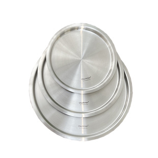 Chockmen 18-10不锈钢圆形通用盖子盆盖盘盖保鲜盖平盖食品碗盖子