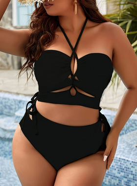 L 10057 Plus size halter bikini 大码挂脖比基尼欧美新