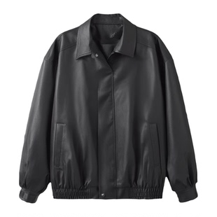 港风高级感皮衣夹克男士套装痞帅机车秋冬季韩版潮流加绒炸街外套